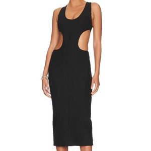 New H:ours Black Cutout Midi Dress